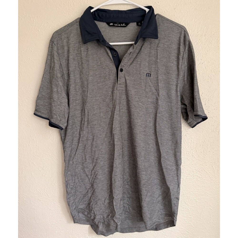 TravisMathew Men’s Gray Pima Cotton Blend Polo Shirt Medium Golf Casual
